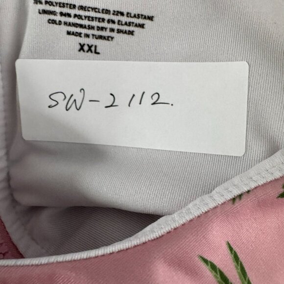 Averie Melina Zip Up One Piece Swimsuit 2XL Tiger Blossom Print Pink SW-2112 - Picture 2 of 10